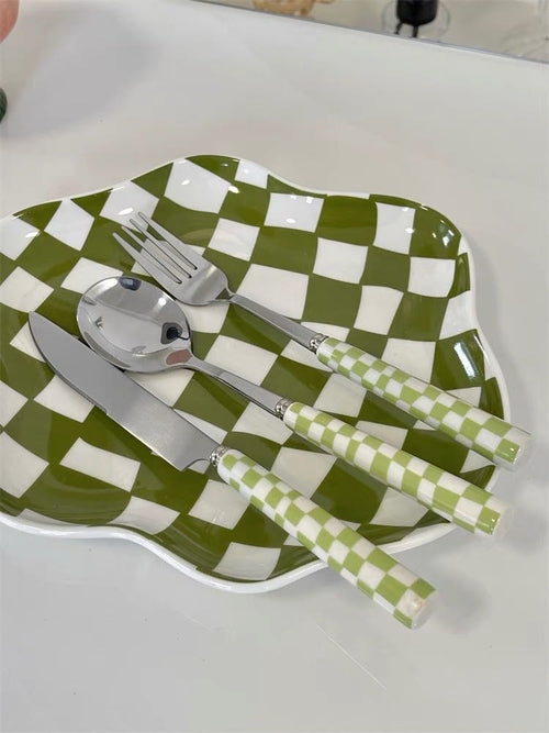 Checkered Flatware Set