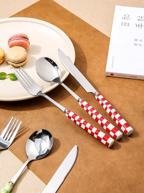 Checkered Flatware Set