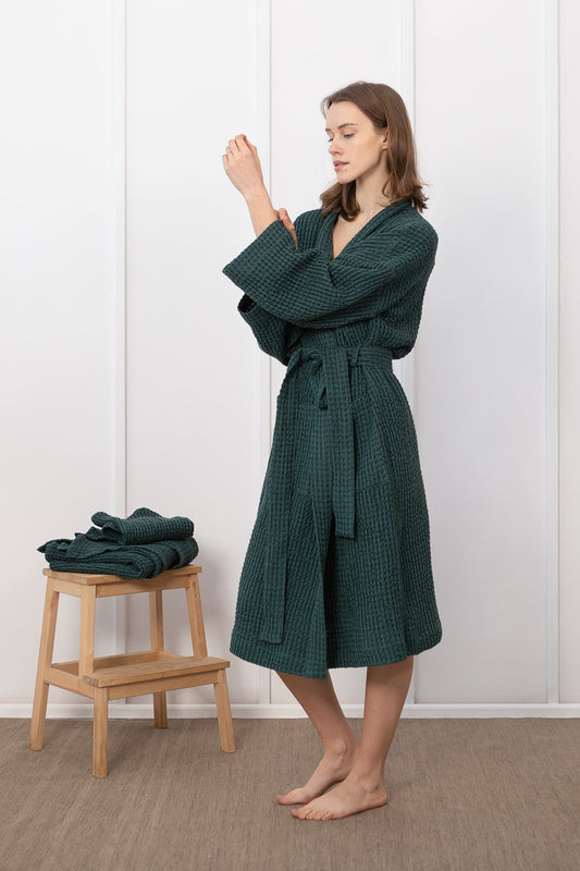 Linen Waffle Stucture Robe