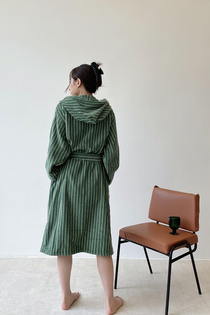 Striped Hooded Bathrobe