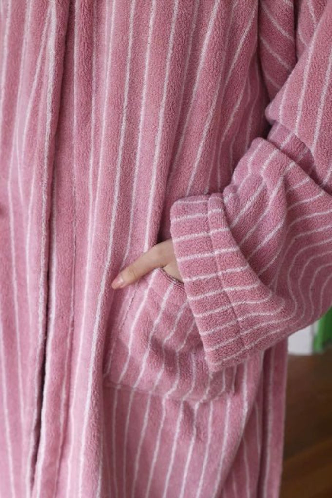 Striped Hooded Bathrobe