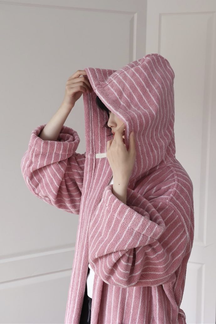 Striped Hooded Bathrobe
