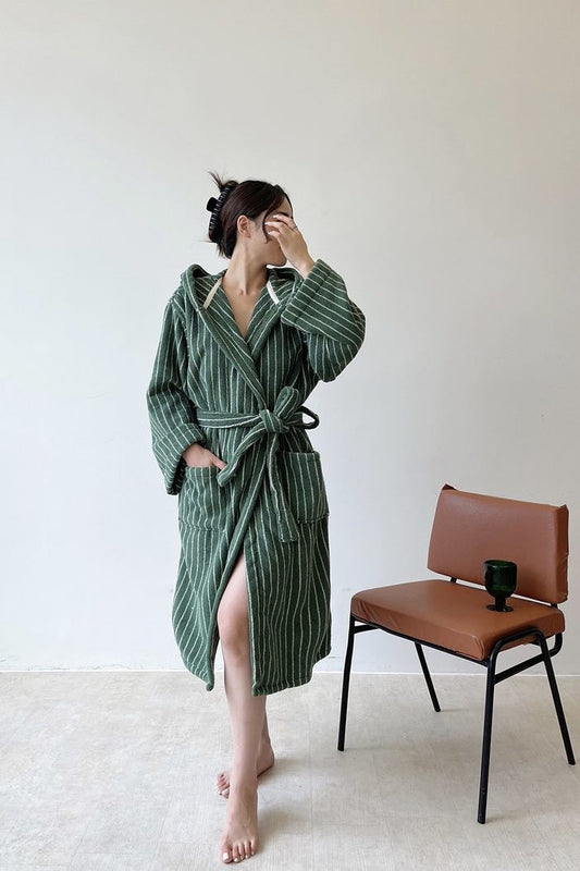 Striped Hooded Bathrobe